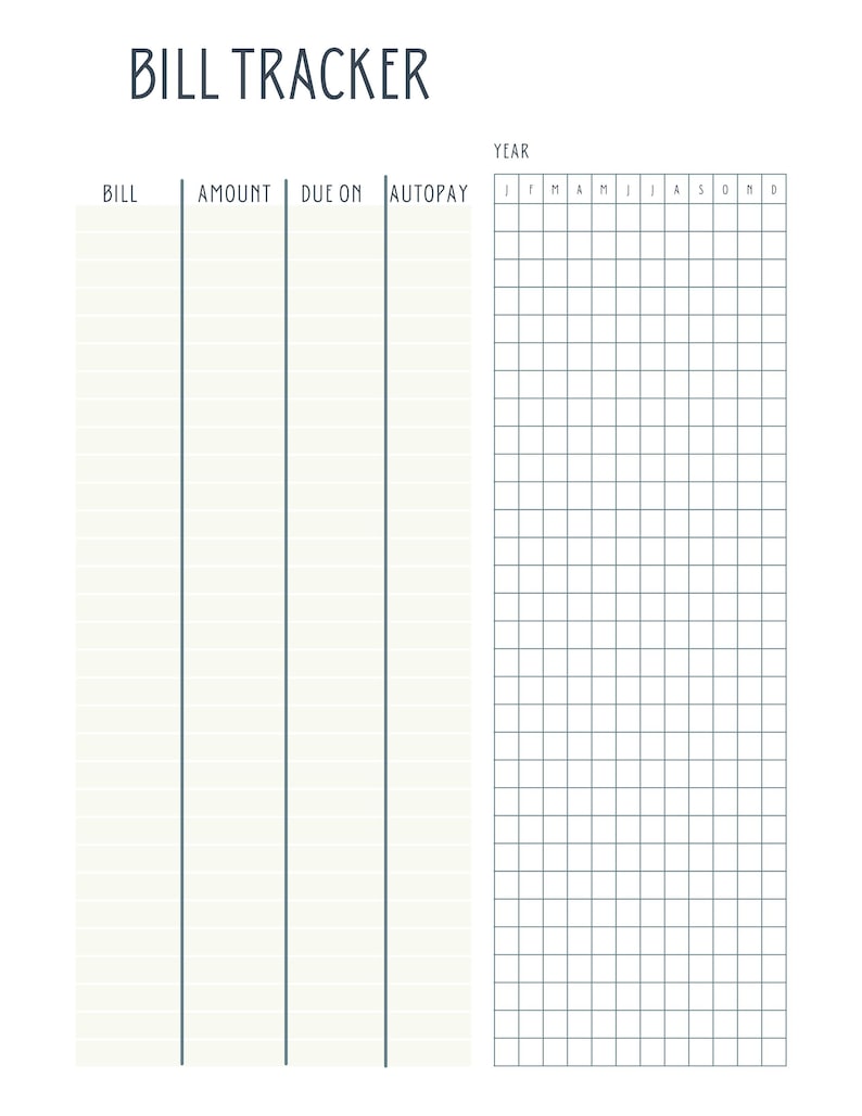 Printable Bill and Password Tracker Bundle - Etsy