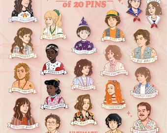 Character Enamel Pin Collection, 20 Designs