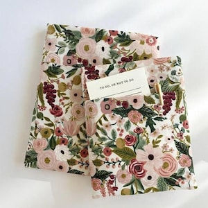 Molde para costura de capa de livro em tecido com bolso, dois tamanhos, ideal para iniciantes (download em PDF)