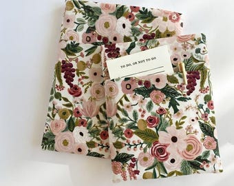 Rifle Paper Co. Garden Party Floral Book Sleeve with Pocket, Padded Protective Book pouch