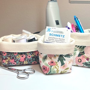 Mini Fabric Bins Schnittmuster, vier Größen, vier Stoff Organisatoren, Digital Download Schnittmuster, Stoffkorb,