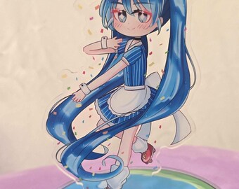 Mesmerized chibi standee | anime standee | acrylic glitter spinning standee | miku standee