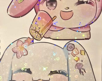 Cinna Puppy Pink Bunny Boba Decal | laptop sticker | vinyl sticker | car decal