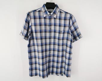 Vintage Christian Dior overhemd met ruitjespatroon en knoopsluiting, maat L.