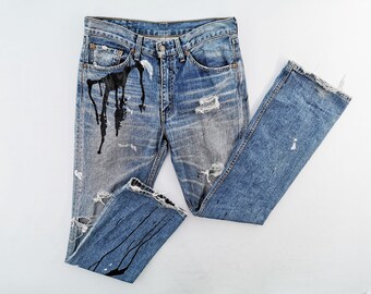 Levis Jeans Distressed Size 32 Levis Made In Japan Denim Pants Size 32/33x32.5