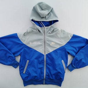 Nike Jacket Vintage 80&#39;s Nike Blue Tag Swoosh Logo Hoodie Windbreaker Jacket Size M