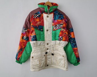 Veste de ski d'hiver Windex Pro vintage Veste de ski d'hiver Windex Pro Snow Racer multicolore Taille L