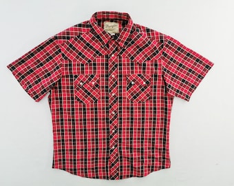 Wrangler Hemd, kariertes Westernhemd mit Knöpfen, Größe L