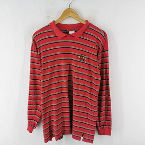 Calvin Klein Striped Shirt Vintage 90&#39;s Calvin Klein Long Sleeve Button Polo Shirt Made In USA Size L
