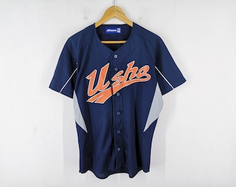 Vintage 90s Mizuno Baseball Jersey Button Down Style Baseball