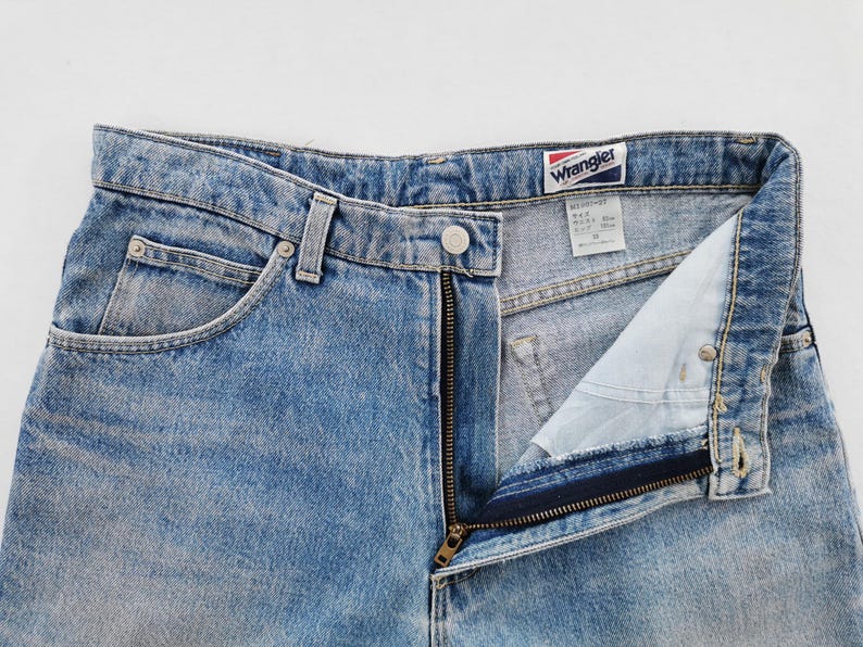 Wrangler jeans verweerde vintage Wrangler denim broek gemaakt in Japan maat 32 afbeelding 6