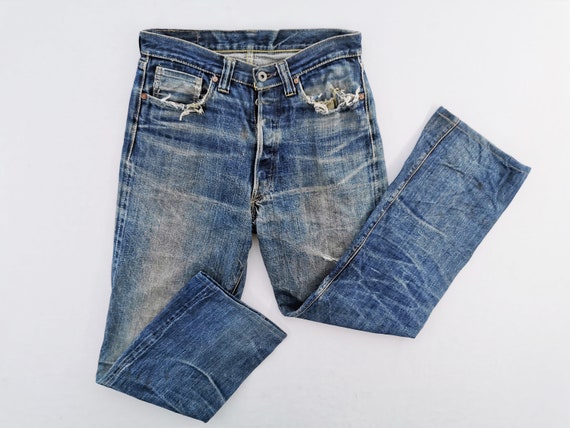 Denime Selvedge Jeans Distressed Vintage Size 30 Denime