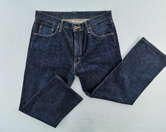 Edwin Selvedge Jeans Vintage 90's Edwin 505 Dark Blue Made In Japan Denim Pants Size 34/35x27.5