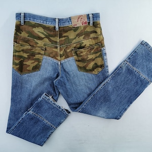 Leflab Jeans Distressed Vintage Leflab Patchwork Army Jeans Denim Pants Size 34/35x31.5