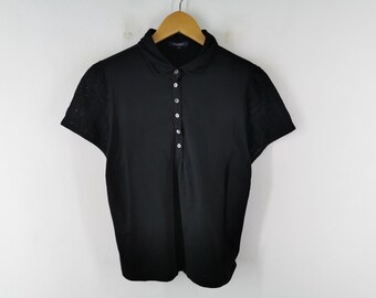 Vintage 2000s Y2K Burberry Brit Black T-shirt With Tartan Plaid