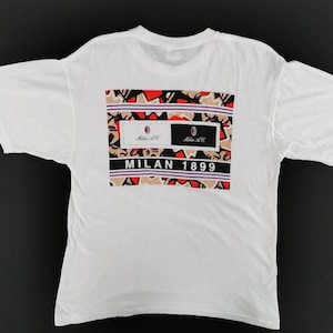 AC Milan Shirt Vintage AC Milan Italy Football Club Team T Shirt Size L