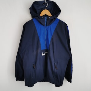 Nike Jacket Vintage 90&#39;s Nike Logos Pullover Hoodie Windbreaker Jacket Size M