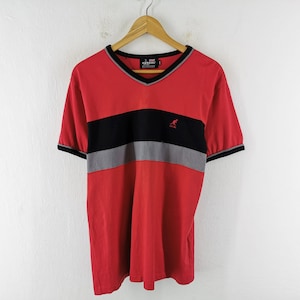 カンゴール シャツ ヴィンテージ カンゴール ストライプ ビッグロゴ Tシャツ 日本製 サイズ L