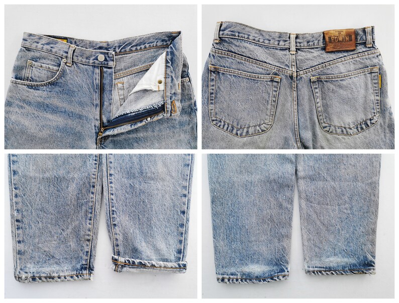 Op de afbeelding: Lichtblauwe jeans met een vervaagde wassing. De jeans heeft een knoop- en ritssluiting, voor- en achterzakken en een leren patch met de merknaam. De manchetten zijn opgerold.