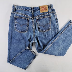 Levis Lot 550 Jeans Distressed Levis Made In Mexico Denim Pants Relaxed Fit Tapered Jeans Size 32/33x28