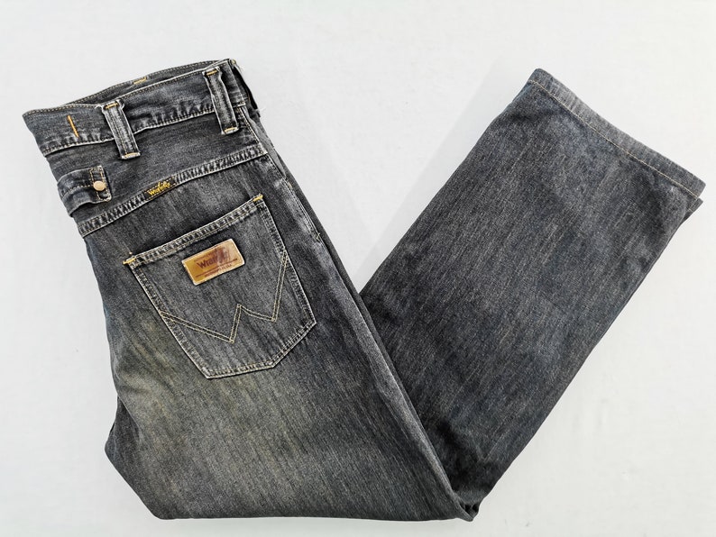 Jeans Wrangler effet vieilli taille L pantalon en jean Wrangler vintage taille 34/35 x 30 image 5