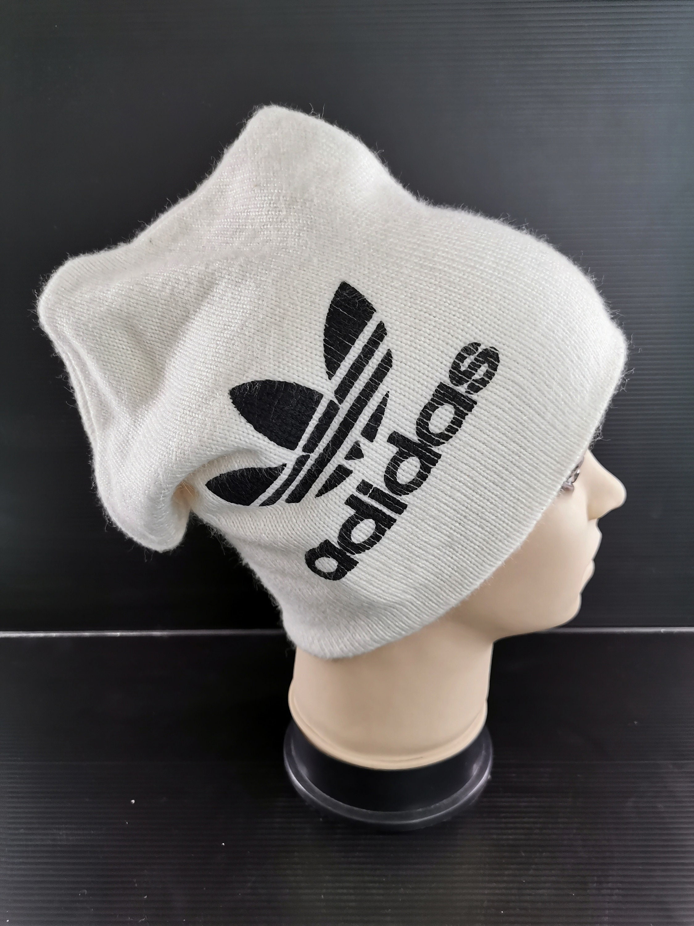 Vintage Adidas Original Black Beanie Winter Hat 1980's