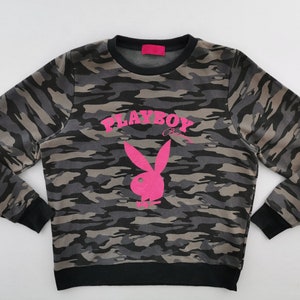 Playboy Sweatshirt Playboy Bunny Logo Camo Pullover Sweatshirt Size LL