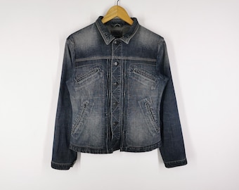 90s MARITHE + FRANCOIS GIRBAUD デニム ジャケット VTG 90s Marithe Francois Girbaud デニム ブレザー ジャケット S