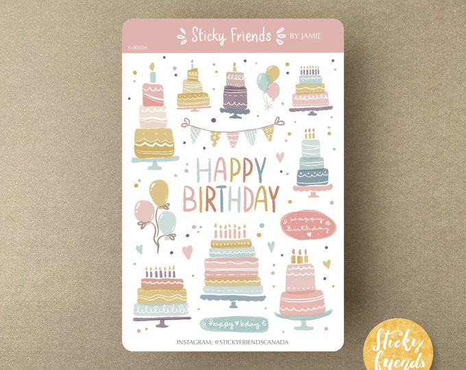 Featured listing image: Birthday Cake Sticker Sheet
