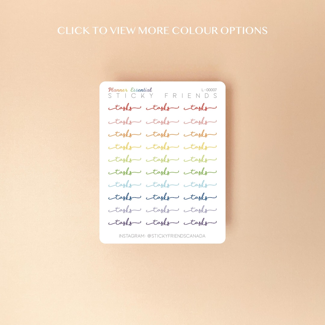 Task Script Sticker TASKS Script Header Sticker Planner Essential Sticker Functional ...