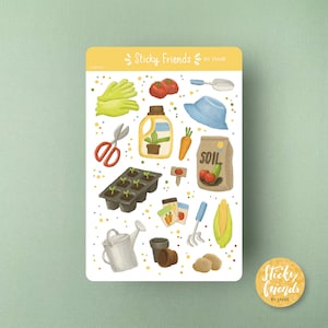 Jardinage Printemps Eté Saison Plantation Passe-temps Cultiver des légumes Bullet Journal Sticker Planificateur Sticker pot et plante Sticker mignon feuille d'autocollants