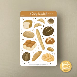 Boulangerie Feuille d'autocollants Autocollants pour pain Croissant Baguette Pâte levée Bullet Journal Bujo Planner