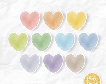 Watercolour Heart Individual Sticker Pack