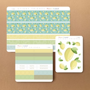 Zitrone | Planner Sticker Set Washi Tapes Funktionsaufkleber Etiketten Themenset Aufkleber für Journals DIY Planner Dekorationen
