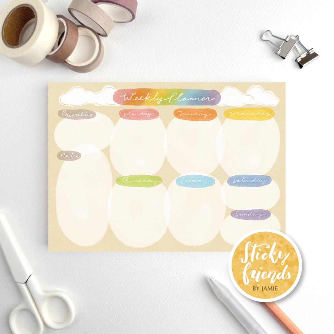 Watercolor Weekly Planner Notepad: Undated To-do List Organizer - Etsy