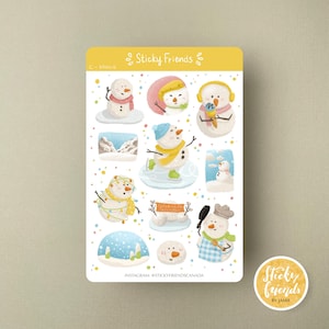 SCHNEEMANN Stickerbogen: Winterlandschaft im Buntstiftstil
