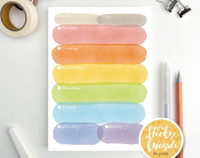 Featured listing image: WATERCOLOUR | Weekly Planner Notepad