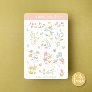 Feuille d'autocollants aquarelle fleurs Stickers plantes Bullet Journal Sticker agenda Sticker pot et plante Sticker agenda jolie feuille d'autocollants