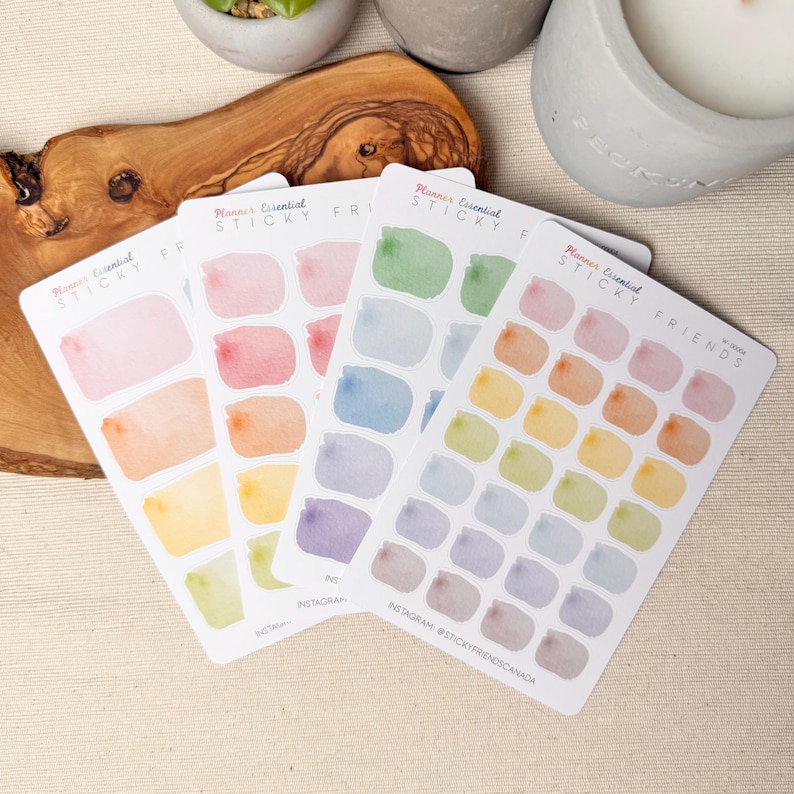 Watercolor Functional Stickers | Bujo Planner Label Sheet image 7
