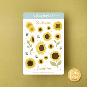 Sunflower Sticker Sheet Summer Stickers Yellow Flower Sticker Bullet Journal Bujo Planner Decorative Sticker