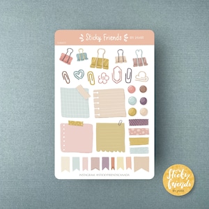 Schreibwaren Sticker Blatt Memo Binder Clip Washi Tape Klebeband Büroklammer Boho Vintage Stil Bullet Journal Aufkleber niedlichen Aufkleber Blatt