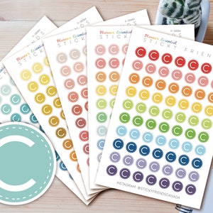 Initiale | Lettre alphabet bujo feuille d'autocollants à faire Bullet Journal Sticker fonctionnel icône de l'agenda Quotidien Hebdomadaire Mensuel
