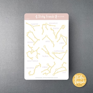 Sterrenbeelden goudfolie stickervel dierenriem stickervel horoscopen sterren Bullet Journal sticker planner sticker
