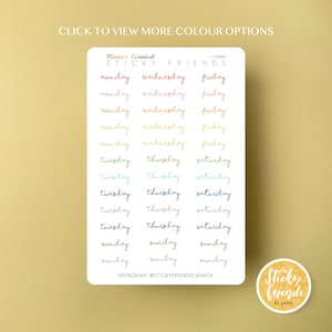 Adesivos de cabeçalho WEEKDAYS: adesivos para diário de planejamento