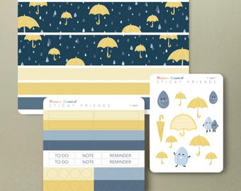 Happy Rain Yellow Umbrella Sticker Set