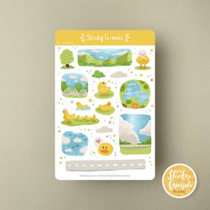 Ente Sticker Bogen: Landschaft Natur Kreidestift Style Planer Sticker