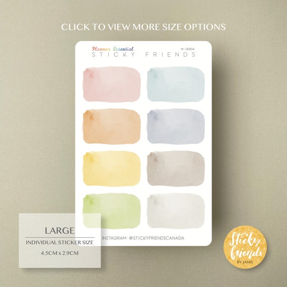 Watercolor Functional Stickers | Bujo Planner Label Sheet
