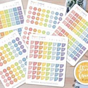 Calendrier | Sticker calendrier mensuel Sticker calendrier annuel Sticker agenda calendrier hebdomadaire Sticker fonctionnel Journal