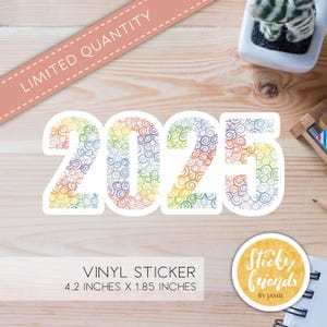 2025 | Sticker vinyle aquarelle nouvel an Sticker vinyle imperméable Sticker vinyle nouveau départ