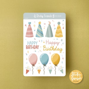 Birthday Planner Stickers: Hats & Balloons Sticker Sheet